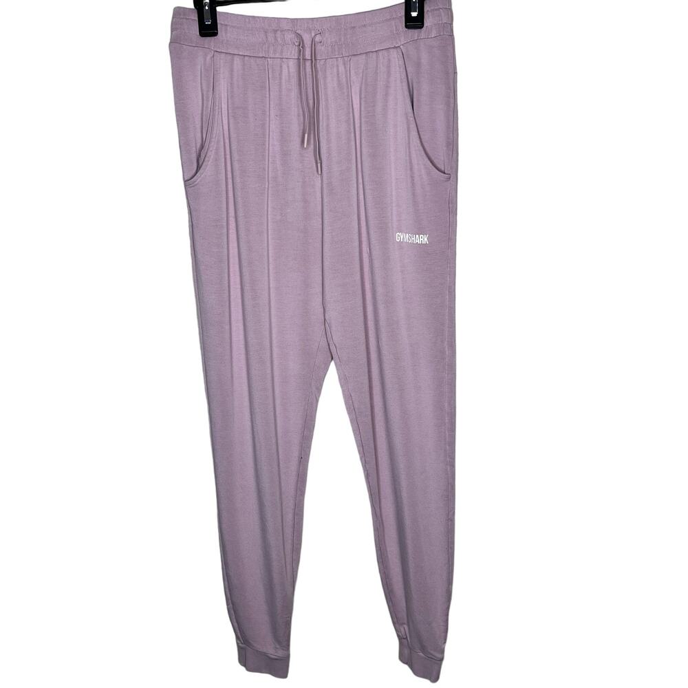 Gymshark Joggers Large Womens Pink Pull On Jersey Logo High Rise Athleisure Gym